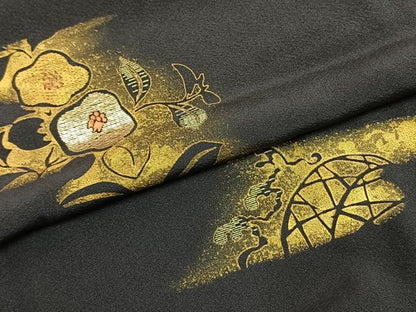 平和屋着物●訪問着　竹屋町刺繍　草花文　金糸　金彩　正絹　逸品　AABD8528fy
