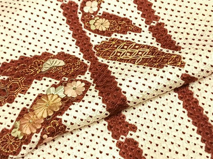平和屋着物●訪問着 総絞り 駒刺繍 松竹梅 菊 金銀糸 金彩 正絹 逸品 AABD8529fy
