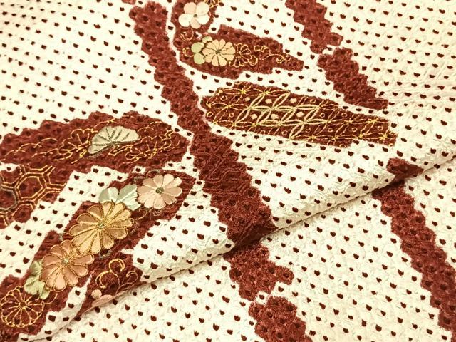 平和屋着物●訪問着 総絞り 駒刺繍 松竹梅 菊 金銀糸 金彩 正絹 逸品 AABD8529fy