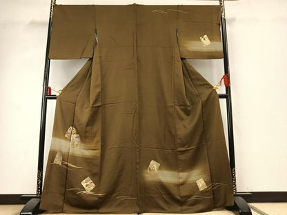 平和屋着物●訪問着　刺繍　色紙草花文　暈し染め　金糸　金彩　正絹　逸品　AABD8530fy