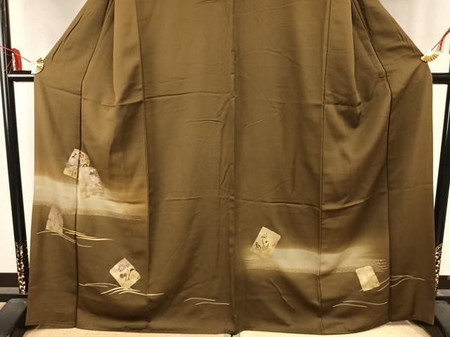 平和屋着物●訪問着　刺繍　色紙草花文　暈し染め　金糸　金彩　正絹　逸品　AABD8530fy