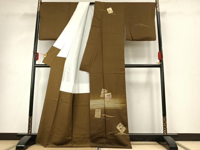 平和屋着物●訪問着　刺繍　色紙草花文　暈し染め　金糸　金彩　正絹　逸品　AABD8530fy