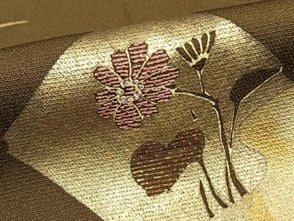 平和屋着物●訪問着　刺繍　色紙草花文　暈し染め　金糸　金彩　正絹　逸品　AABD8530fy