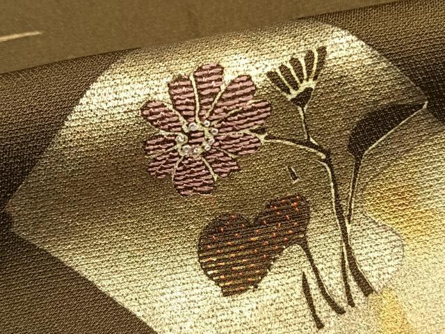 平和屋着物●訪問着　刺繍　色紙草花文　暈し染め　金糸　金彩　正絹　逸品　AABD8530fy