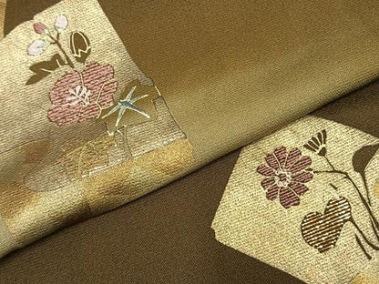 平和屋着物●訪問着　刺繍　色紙草花文　暈し染め　金糸　金彩　正絹　逸品　AABD8530fy