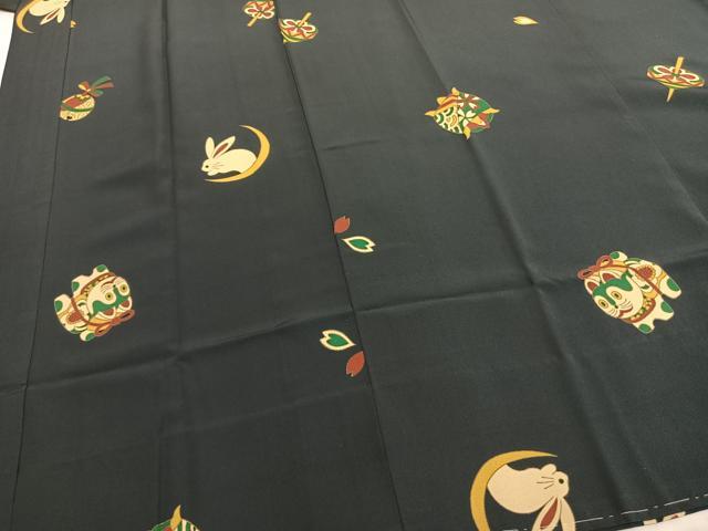 平和屋着物○長襦袢 無双仕立て 兎 犬張子 正絹 逸品 AABD8534fy