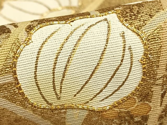 平和屋着物●訪問着　枝葉文　暈し染め　金糸　金彩　正絹　逸品　AABD8535fy