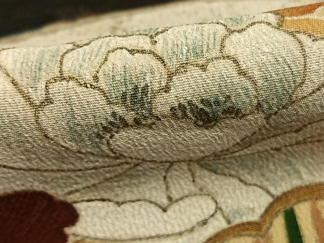 平和屋着物●アンティーク　大正ロマン　黒留袖　地紙花文　金銀彩　正絹　逸品　AABD8537fy