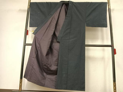 平和屋着物●男性　紬　アンサンブル　褐返色　正絹　逸品　AABD8540fy