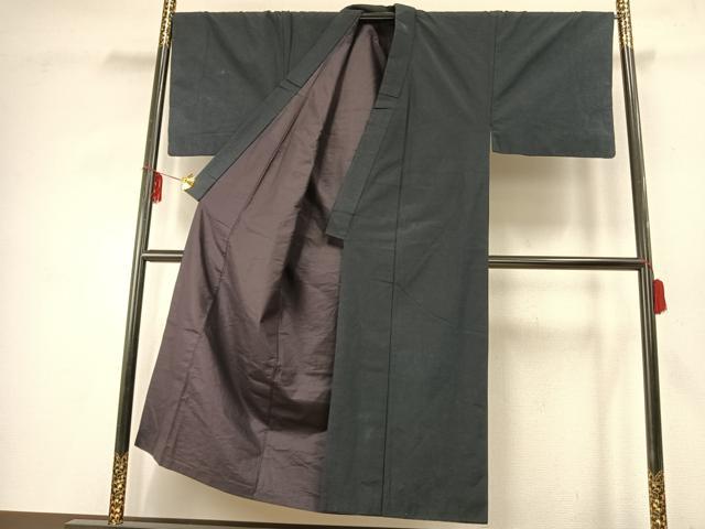 平和屋着物●男性　紬　アンサンブル　褐返色　正絹　逸品　AABD8540fy