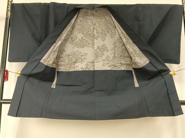 平和屋着物●男性　紬　アンサンブル　褐返色　正絹　逸品　AABD8540fy