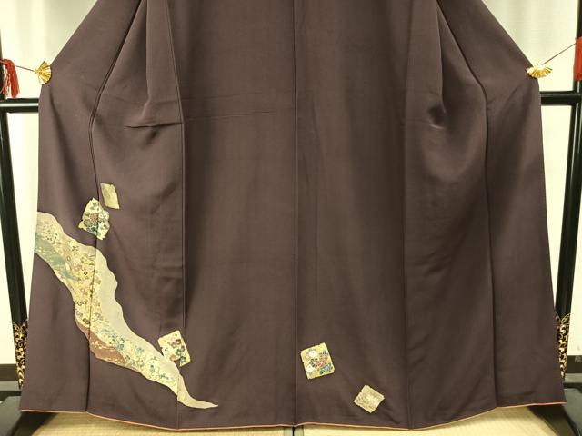 平和屋着物●訪問着　道長色紙花文　金彩　正絹　逸品　AABD8543fy