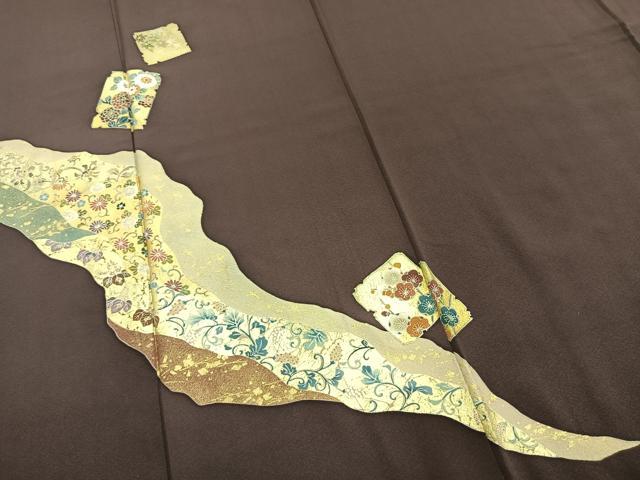 平和屋着物●訪問着　道長色紙花文　金彩　正絹　逸品　AABD8543fy