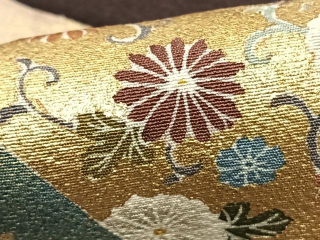 平和屋着物●訪問着　道長色紙花文　金彩　正絹　逸品　AABD8543fy