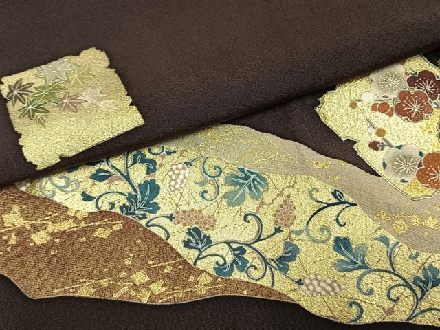 平和屋着物●訪問着　道長色紙花文　金彩　正絹　逸品　AABD8543fy