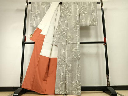 平和屋着物●本場大島紬　カタス9マルキ　松竹梅　亀甲文様　正絹　逸品　AABD8551fy