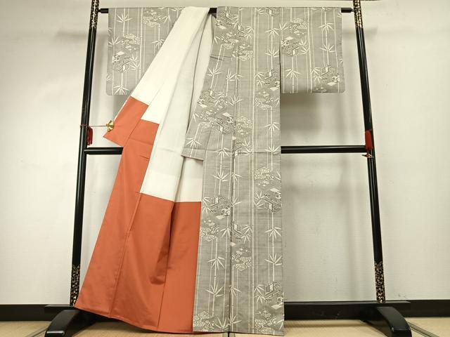平和屋着物●本場大島紬　カタス9マルキ　松竹梅　亀甲文様　正絹　逸品　AABD8551fy