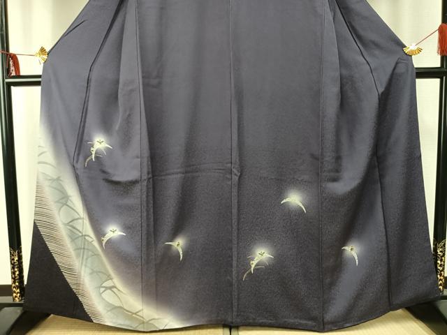 平和屋着物●訪問着　雪芝文　梟　蛍暈し　金彩　正絹　逸品　AABD8557fy
