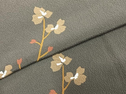 平和屋着物●上質な小紋　型染め　枝花文　勝虫　正絹　逸品　AABD8568fy