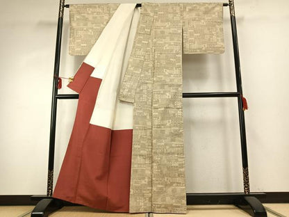 平和屋着物●本場大島紬　一元7マルキ　色紙文　正絹　逸品　AABD8575fy