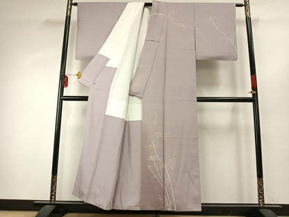 平和屋着物●訪問着　紬地　枝花文　暈し染め　さが美扱い　正絹　逸品　AABD8580fy