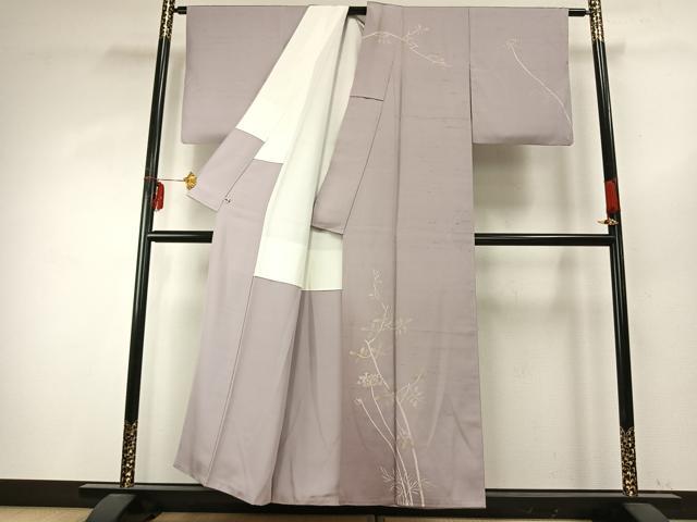 平和屋着物●訪問着　紬地　枝花文　暈し染め　さが美扱い　正絹　逸品　AABD8580fy