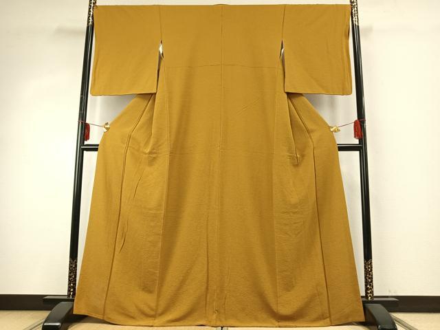 平和屋着物●上質な色無地　山吹茶色　正絹　逸品　AABD8586fy