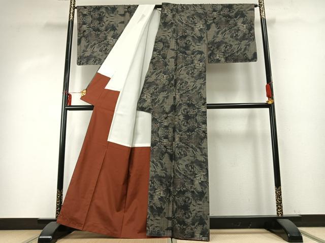 平和屋着物●本場大島紬 カタス9マルキ 風景文 正絹 逸品 AABD8600fy