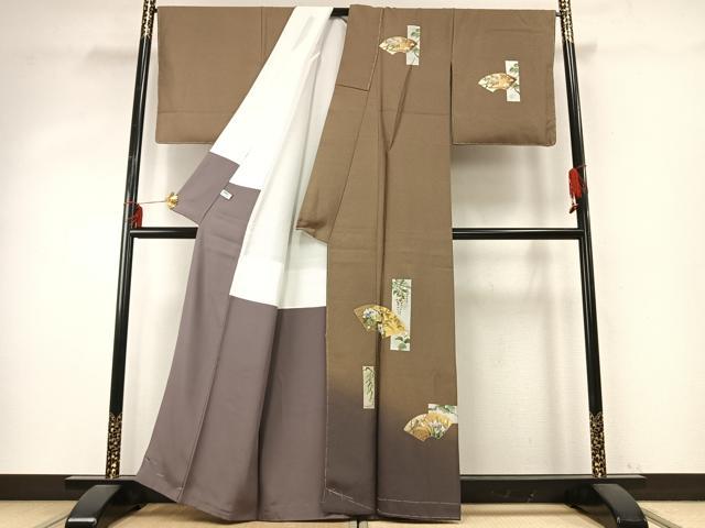 平和屋着物●訪問着　地紙花文　暈し染め　金銀彩　正絹　逸品　AABD8605fy