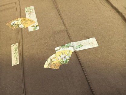 平和屋着物●訪問着　地紙花文　暈し染め　金銀彩　正絹　逸品　AABD8605fy