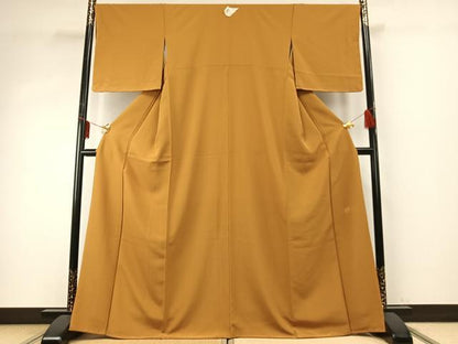 平和屋着物●上質な色無地　作家物　黄朽葉色　正絹　逸品　AABD8610fy