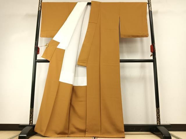 平和屋着物●上質な色無地　作家物　黄朽葉色　正絹　逸品　AABD8610fy
