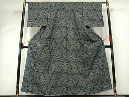 平和屋着物●本場大島紬 割り込み絣 正絹 逸品 AABD8615fy