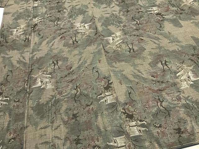 平和屋着物●本場大島紬　カタス9マルキ　風景文　正絹　逸品　AABD8617fy