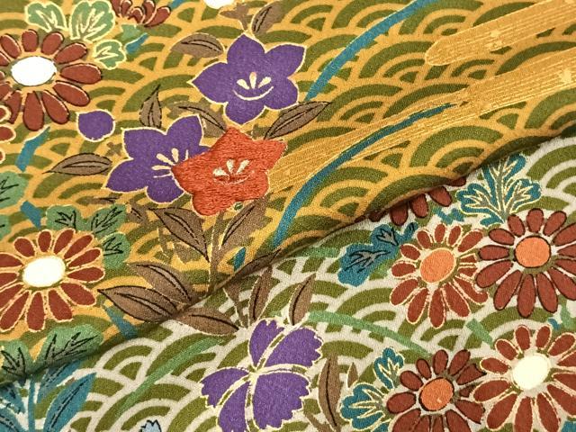 平和屋着物●ファッションデザイナー 花井幸子　訪問着　刺繍　草花文　金糸　金彩　正絹　逸品　AABD8621fy 平和屋着物○ファッションデザイナー 花井幸子 訪問着 刺繍 草花文