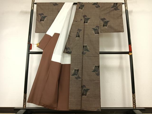 平和屋着物●本場大島紬　カタス7マルキ　風景色紙重ね文　正絹　逸品　AABD8623fy