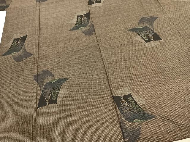 平和屋着物●本場大島紬　カタス7マルキ　風景色紙重ね文　正絹　逸品　AABD8623fy
