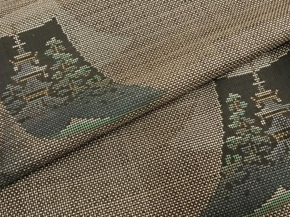 平和屋着物●本場大島紬　カタス7マルキ　風景色紙重ね文　正絹　逸品　AABD8623fy