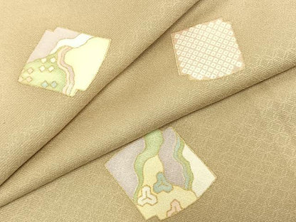 平和屋着物●上質な小紋 色紙文 金彩 正絹 逸品 AABD8627fy