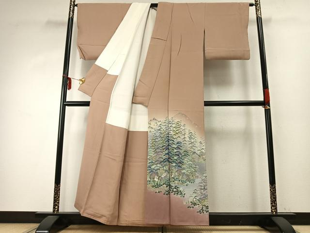平和屋着物●訪問着　友禅　作家物　風景文　暈し染め　正絹　逸品　AABD8648fy