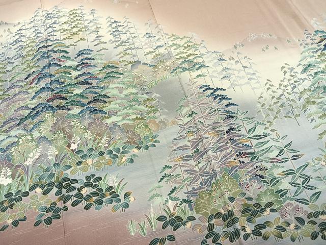 平和屋着物●訪問着　友禅　作家物　風景文　暈し染め　正絹　逸品　AABD8648fy