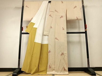 平和屋着物●ろう彩工芸 奥村一心 小紋 散らし文 正絹 逸品 AABD8652fy