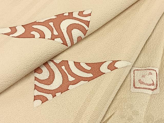平和屋着物●ろう彩工芸 奥村一心 小紋 散らし文 正絹 逸品 AABD8652fy
