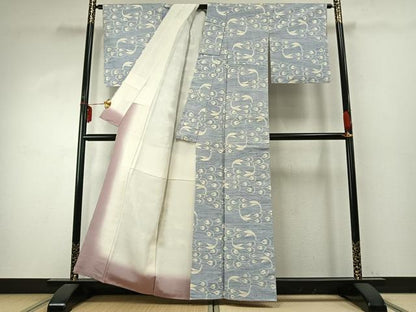 平和屋着物●上質な紬　孔雀文　正絹　逸品　AABD8656fy
