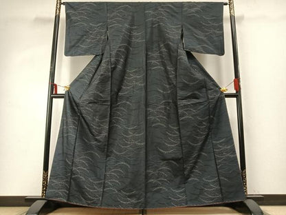 平和屋着物●本場大島紬　雪芝文　正絹　逸品　AABD8660fy