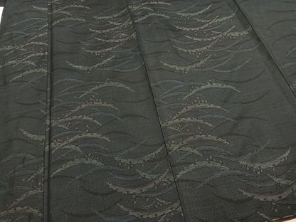 平和屋着物●本場大島紬　雪芝文　正絹　逸品　AABD8660fy