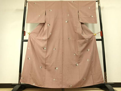 平和屋着物●上質な紬　絞り　草花文　正絹　逸品　AABD8666fy