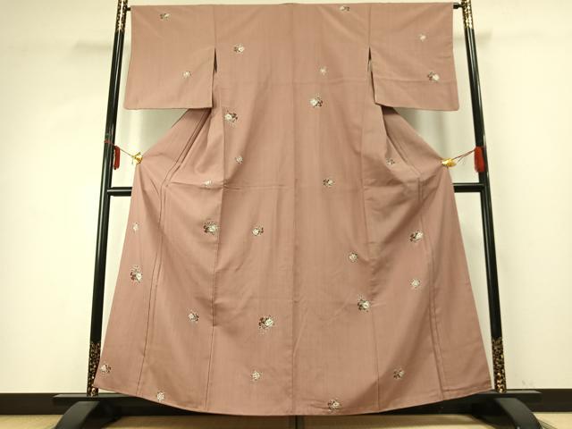 平和屋着物●上質な紬　絞り　草花文　正絹　逸品　AABD8666fy