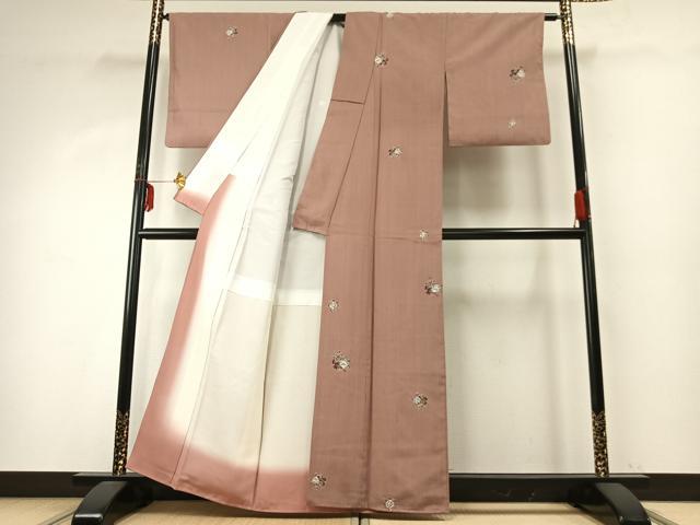 平和屋着物●上質な紬　絞り　草花文　正絹　逸品　AABD8666fy