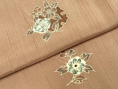 平和屋着物●上質な紬　絞り　草花文　正絹　逸品　AABD8666fy